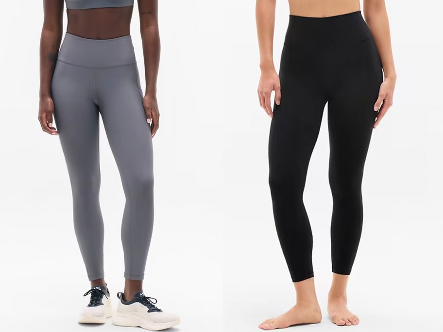 women wearing gray and black leggings 