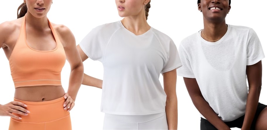 women wearing athleta halter and tees