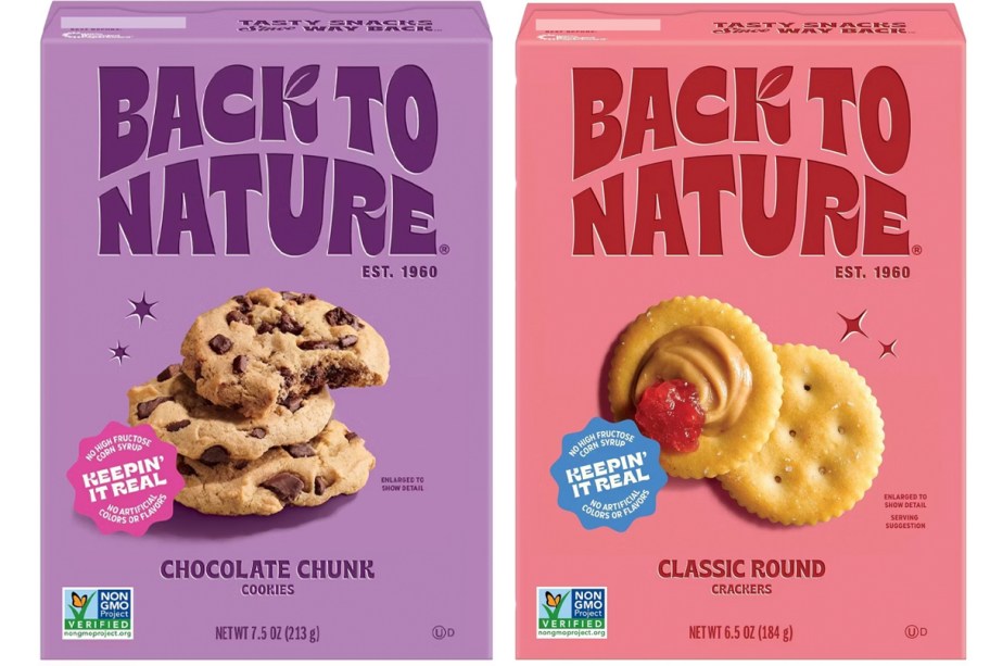 back to nature cookies and crackers boxes 