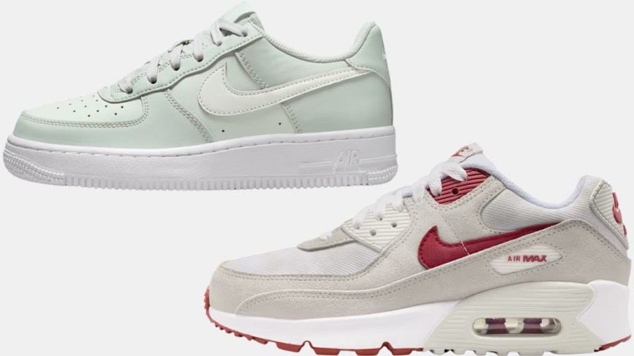 light green kids sneaker and gray kids sneaker