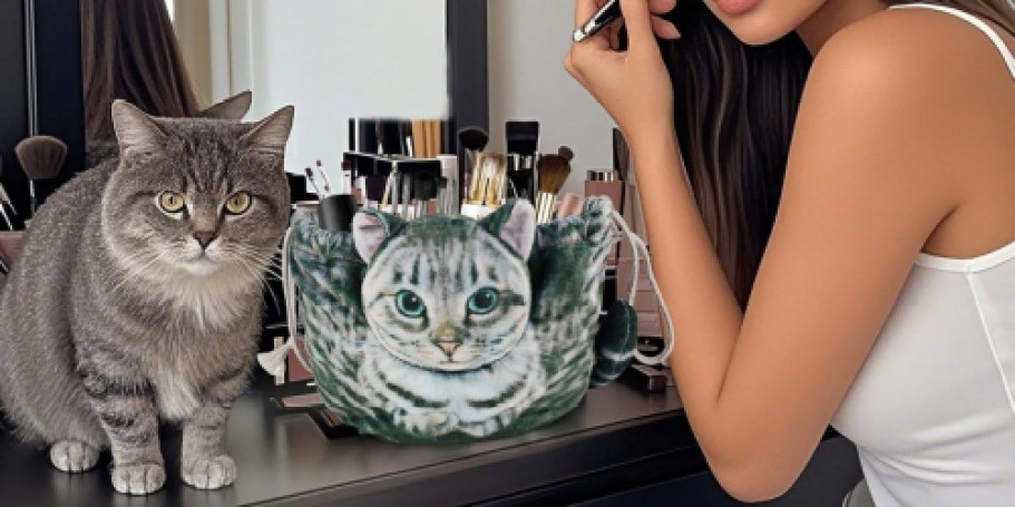 Cute Cat Shaped Drawstring Makeup Bag Just $11 on Amazon (Reg. $19)