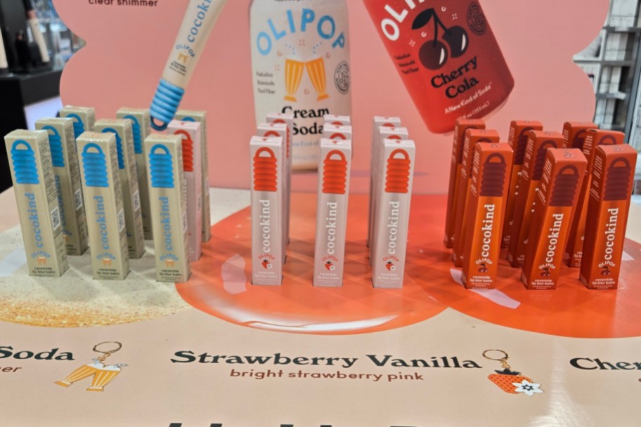 three types of lip balms in store