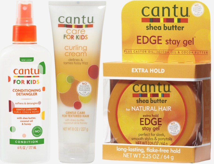 three cantu haircare products