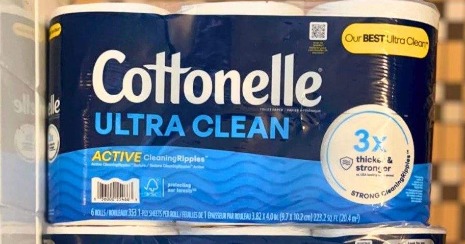 a pack of Cottonelle Ultra Clean Toilet paper