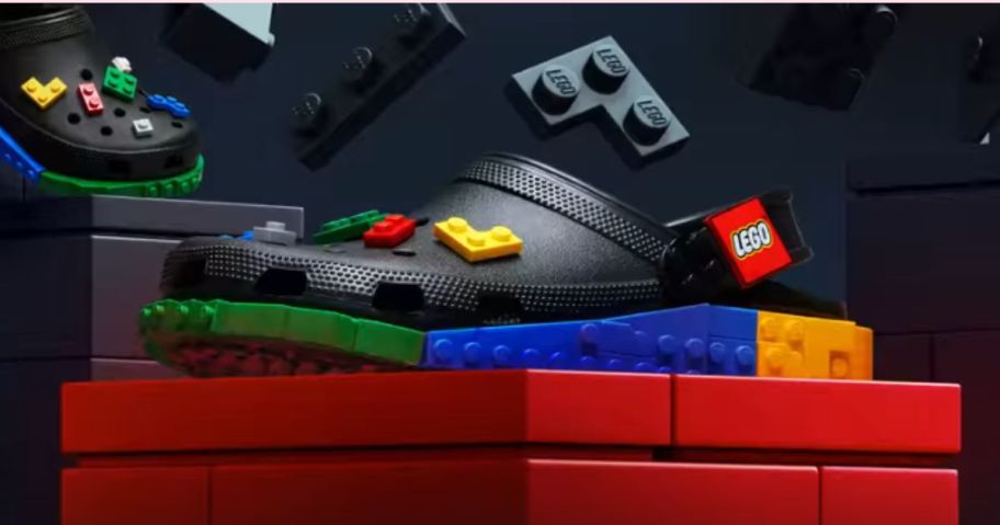crocs x lego crocs on display