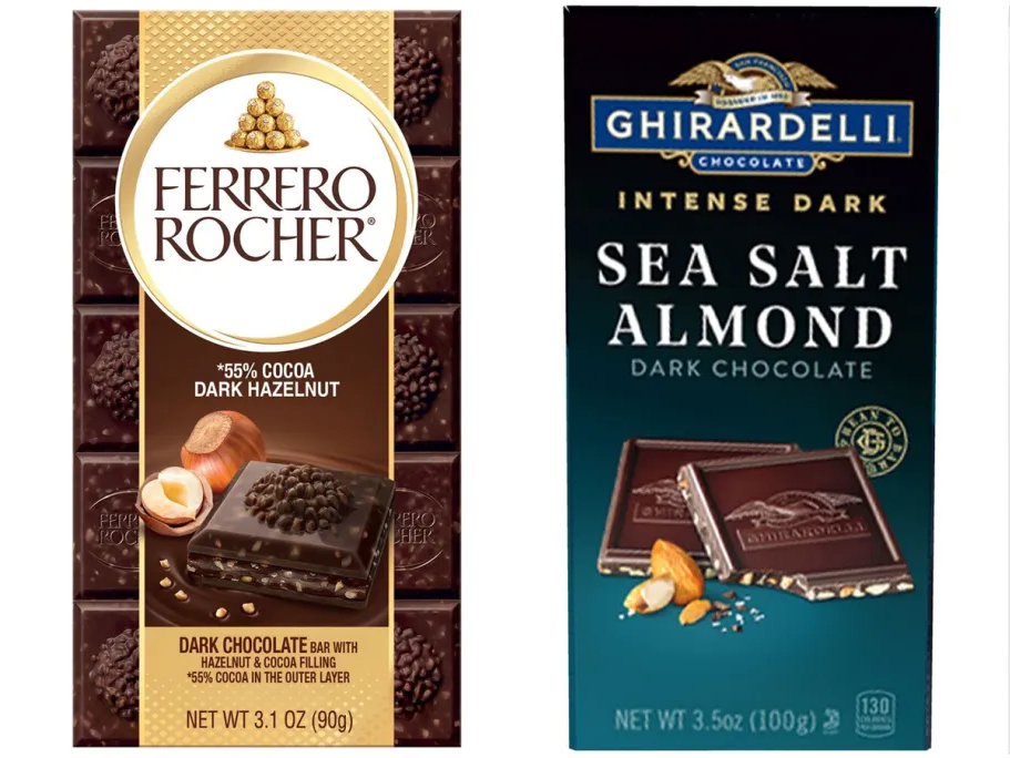ferrero rocher and ghiradelli chocolate bars 