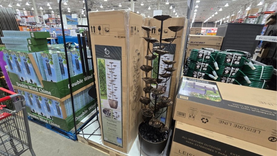 a tall lily pad fountain