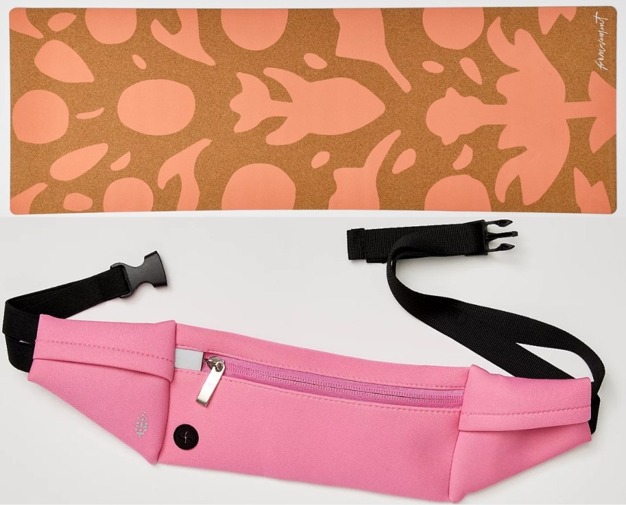 a yoga mat and a belt bag