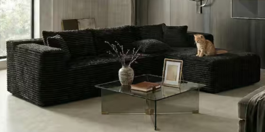 black l shaped sofa