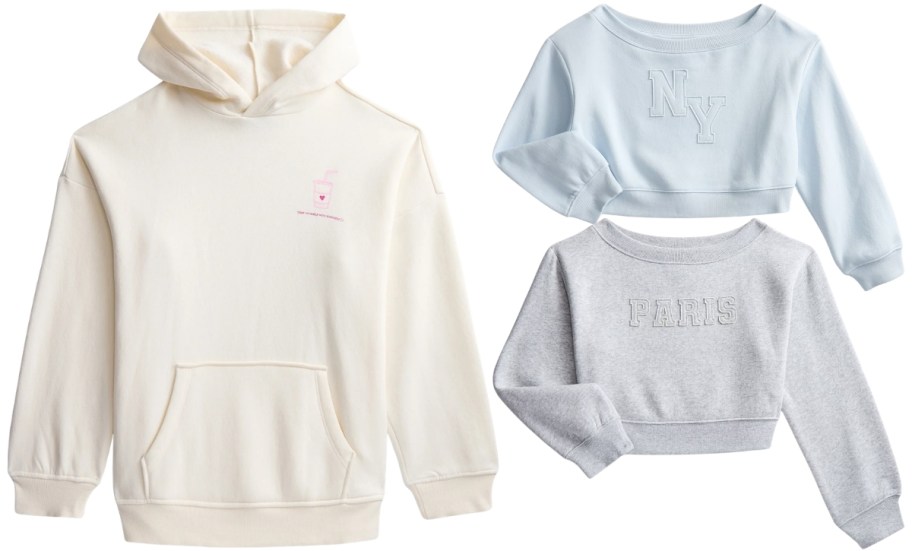 3 girls sweatshirt of 2 different stlyes