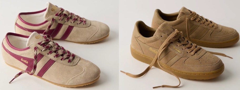 two pair of suede gola sneakers