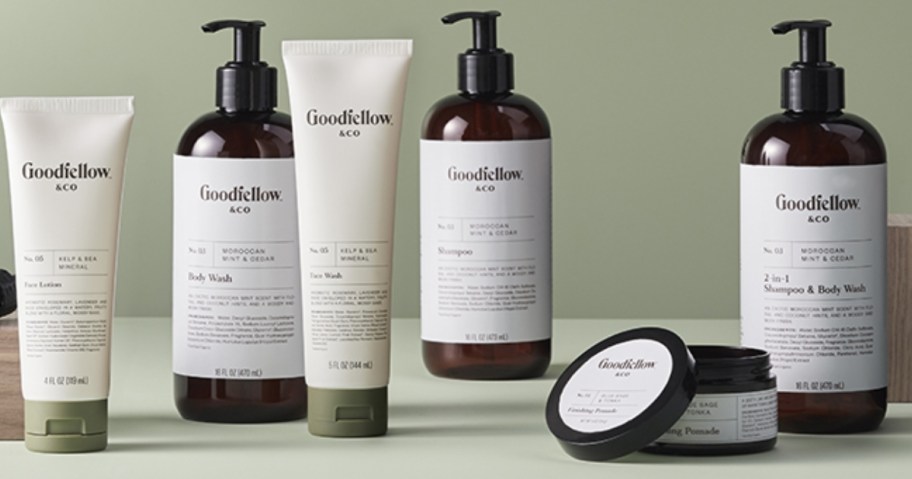 bottles of men's Goodfellow & Co skincare