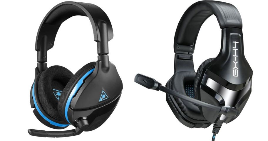 stock image of two different head sets in black