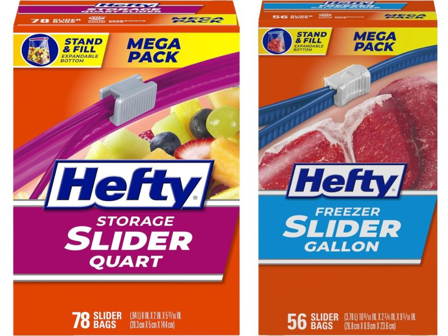 two hefty slider bags boxes