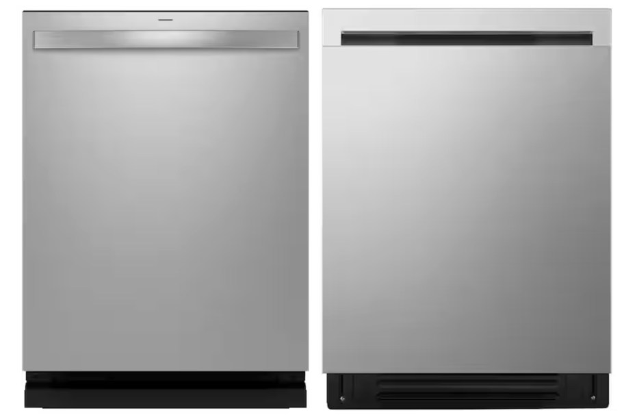 two stainless steel dishwashers