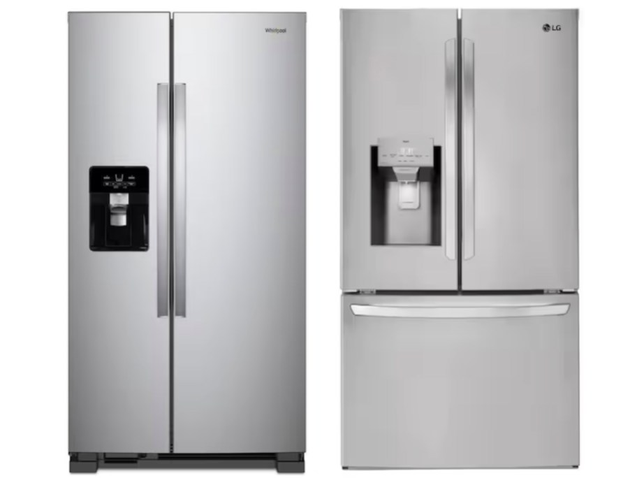two stainless steel fridges