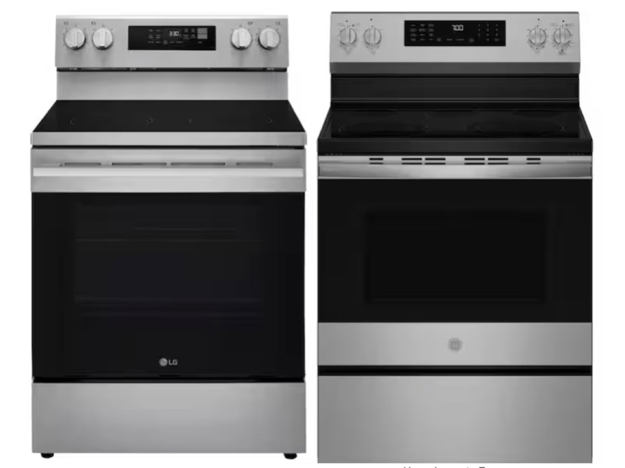 stainless steel and black ovens