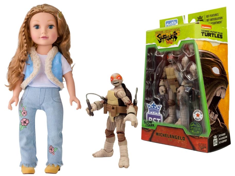 Journey Girls 18" Fashion Doll and The Loyal Subjects BST AXN Undead GID Michelangelo Figure