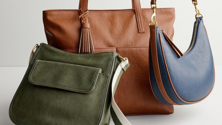 thress kohls purses in different styles