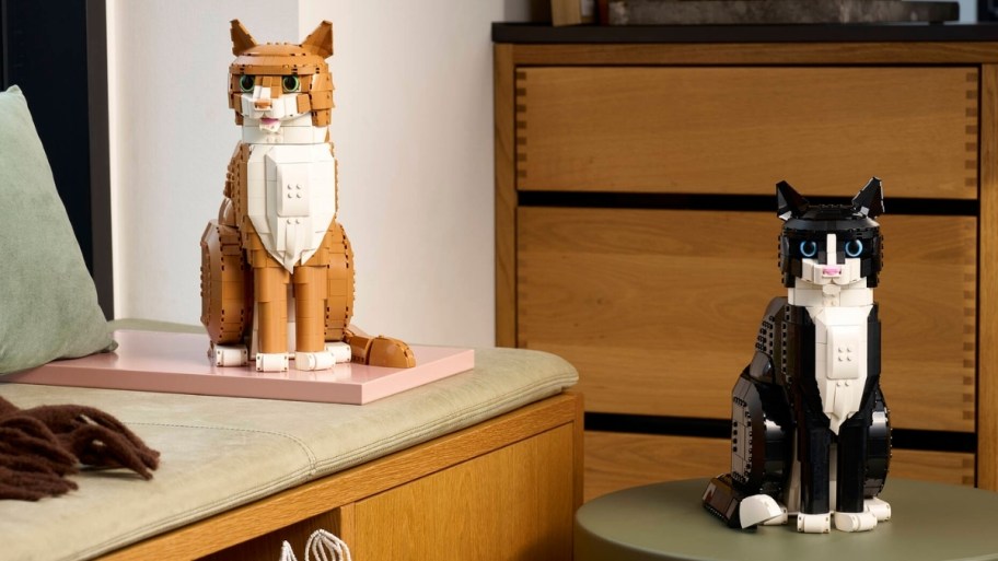 orange and black lego cat building sets