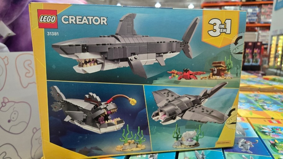 a LEGO shark building set