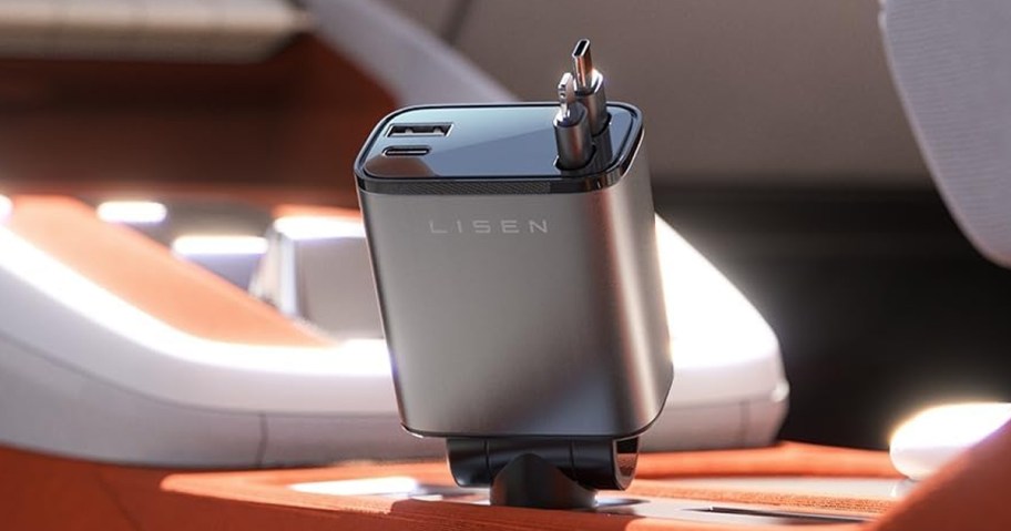 silver and black phone charger