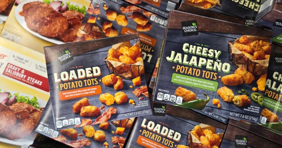 two different flavors of loaded potato tots