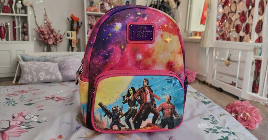 Loungefly Marvel Guardians of the Galaxy Backpack in bedroom
