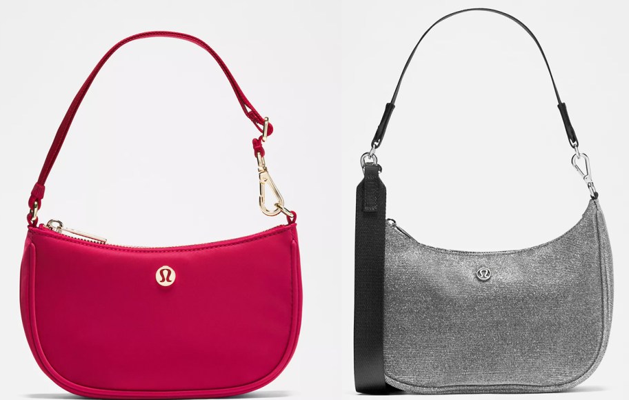 magenta and sparkly black handbags