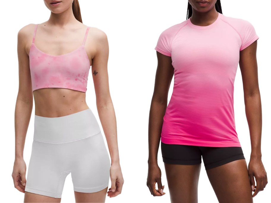 Stock images of two women wearing lululemon tops