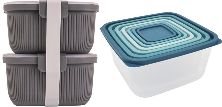 blue and gray food storage containers 