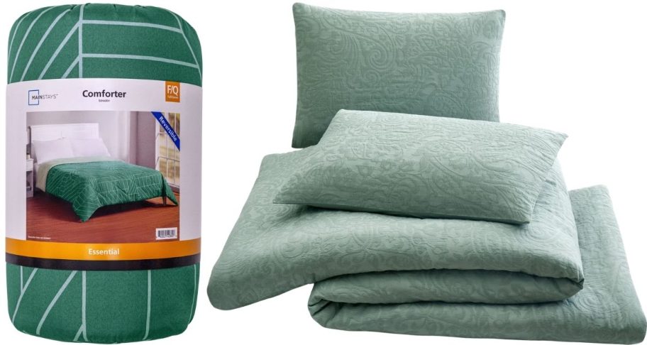 a reversible comforter and a bedding set