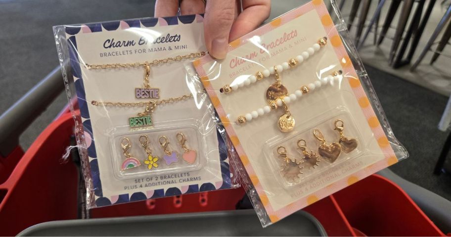 mom and me bracelets in hand in store