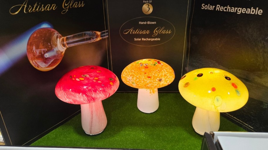 3 mushroom landscape lights