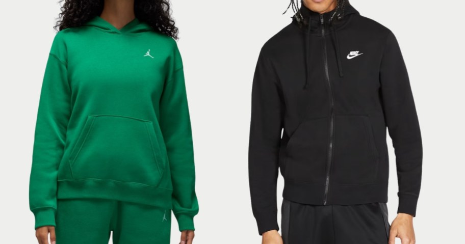 woman and man wearing Nike hoodies