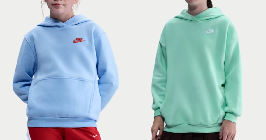 two girls wearing Nike hoodies