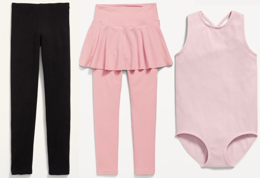 Black, pink leggings and pink leotard