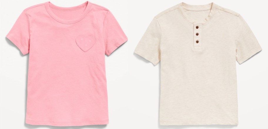 pink and tan kids tees