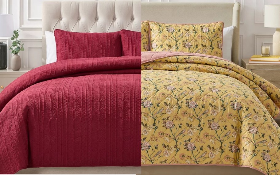 two quilt sets in two different colors