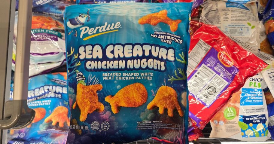 bag of sea creature nuggets inside of freezer
