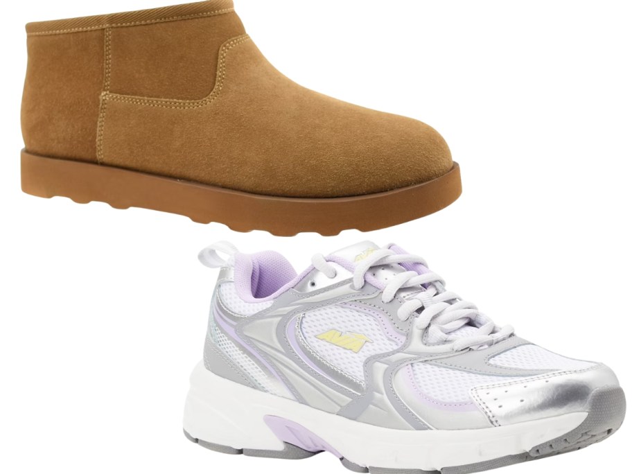 a women's mini boot and a women's Avia sneaker