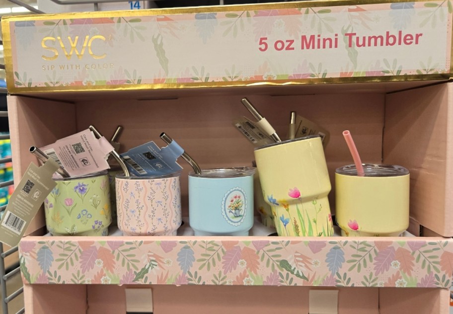 sip with color mini 5oz tumblers on display in a store 