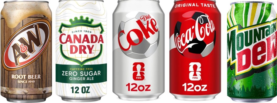 various cans of different sodas