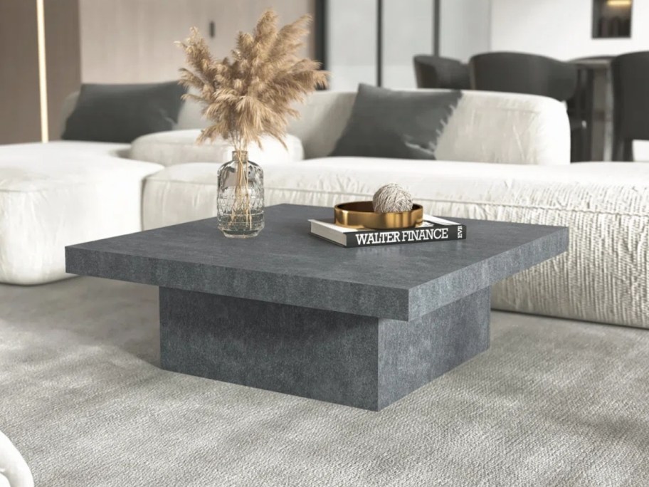 Gray rectangular low coffee table