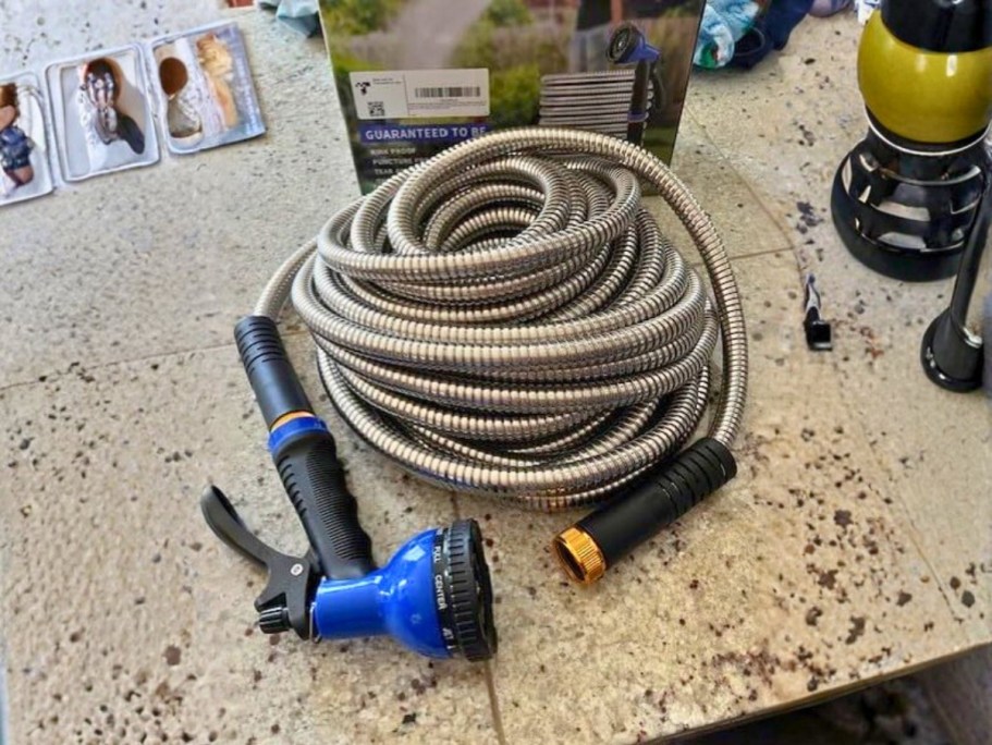 Stainless Steel 50&prime; Garden Hose w/ Nozzle Just $17.99 on Amazon