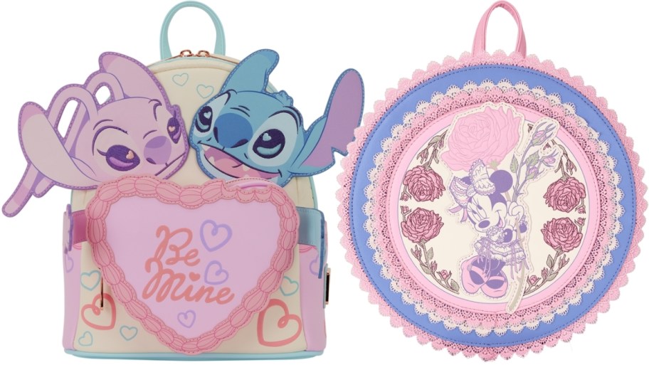 angel & stitch and minnie mouse backpacks