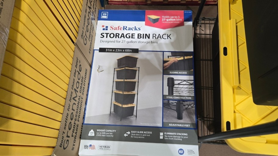 storage bin rack box on a store shelf