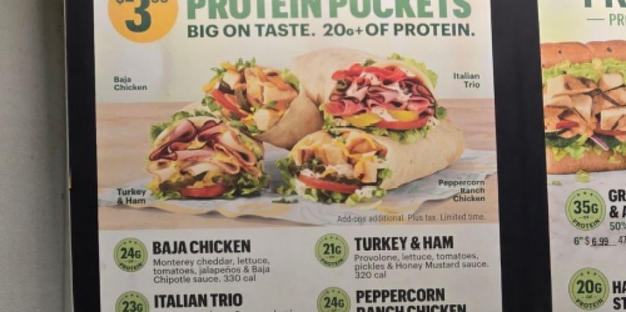 New Subway Protein Pockets Pack OVER 20 Grams of Protein & Are Only $3.99!