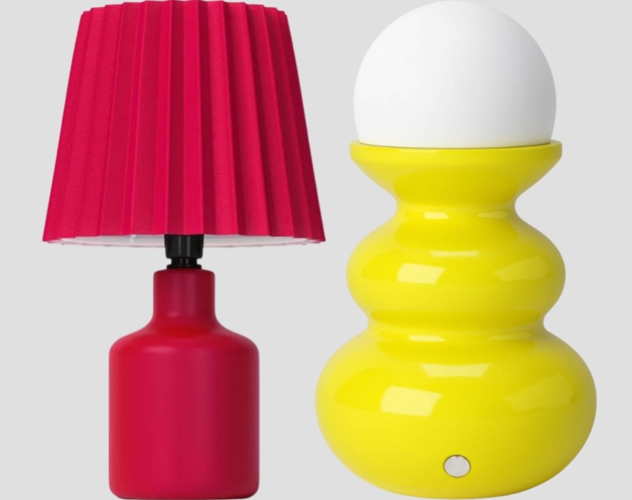 fuscia mini lamp and yellow lamp with ball light
