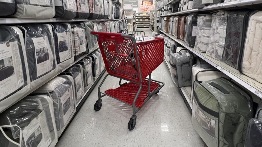 a cart on the target bedding aisle